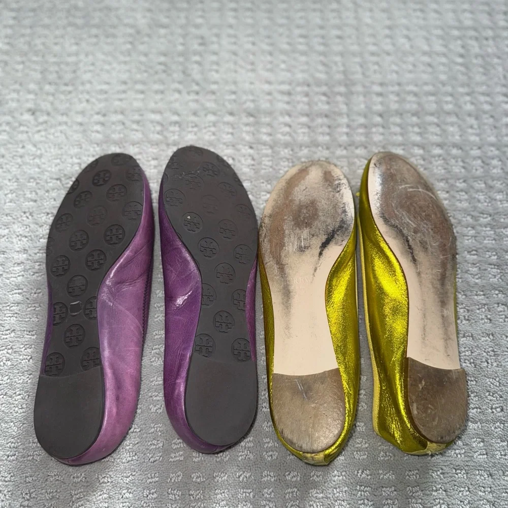 Tory Burch Miller Purple Flats & JCrew vibrant yellow flats - Picture 5 of 16